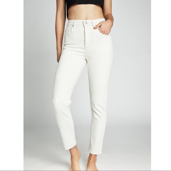 White stretch mom jeans Clearance